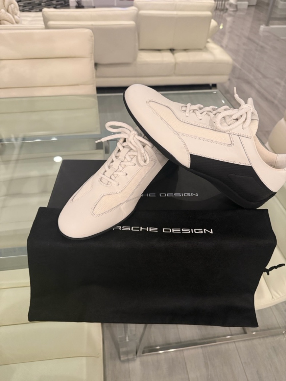 Porsche Design Black and White Low-Profile Men's Sneakers